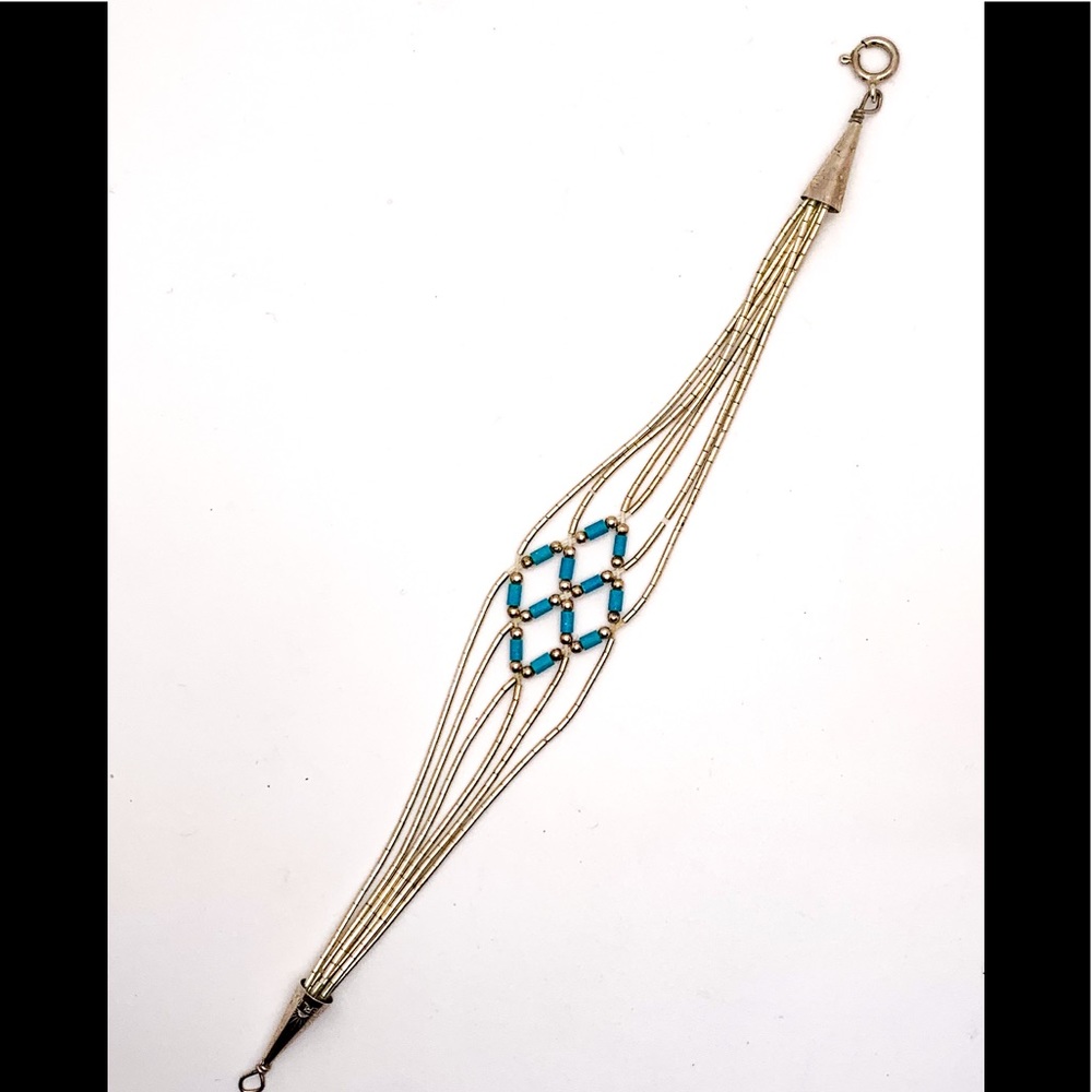 Vintage Native Liquid Silver Turquoise Bracelet